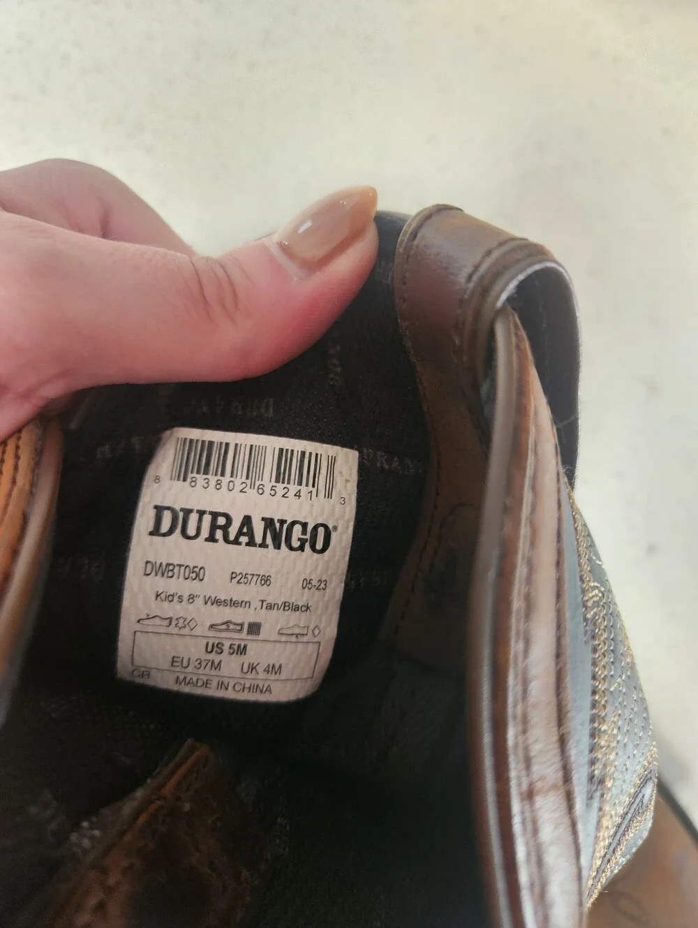 Durango boots size